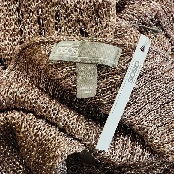 ASOS Glittery Knit Sheer Sleeveless Cover Up Party Jumpsuit Size 6 NWT - Picture 5 of 6